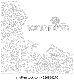 Pattern for coloring book. Leaves. Ethnic, floral, retro, doodle, tribal design element. Black and white background. Zentangle patterns.