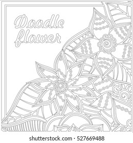 Pattern for coloring book. Leaves. Ethnic, floral, retro, doodle, tribal design element. Black and white background. Zentangle patterns.