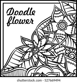 Pattern for coloring book. Leaves. Ethnic, floral, retro, doodle, tribal design element. Black and white background. Zentangle patterns.