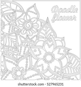 Pattern for coloring book. Leaves. Ethnic, floral, retro, doodle, tribal design element. Black and white background. Zentangle patterns.