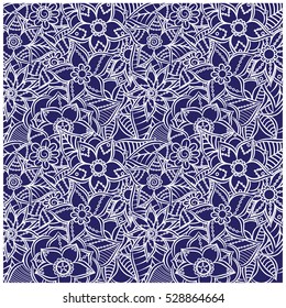 Pattern for coloring book. Leaves. Ethnic, floral, retro, doodle, tribal design element. Black and white background. Zentangle patterns.
