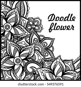 Pattern for coloring book. Leaves. Ethnic, floral, retro, doodle, tribal design element. Black and white background. Zentangle patterns.