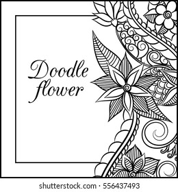 Pattern for coloring book. Leaves. Ethnic, floral, retro, doodle, tribal design element. Black and white background. Zentangle patterns.