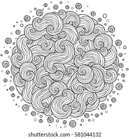 Pattern for coloring book. Leaves. Ethnic, floral, retro, doodle, tribal design element. Black and white background. Zentangle patterns.