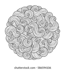 Pattern for coloring book. Leaves. Ethnic, floral, retro, doodle, tribal design element. Black and white background. Zentangle patterns.