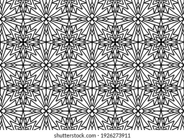 pattern for coloring drawn on a white background with floral ornaments, vector, tile, mosaic