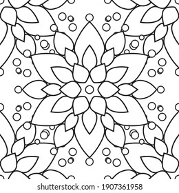 Coloración de patrones, mandala de doodle calieidoscopio sobre fondo blanco