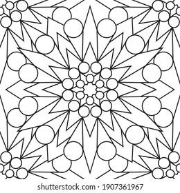 Coloración de patrones, mandala de doodle calieidoscopio sobre fondo blanco