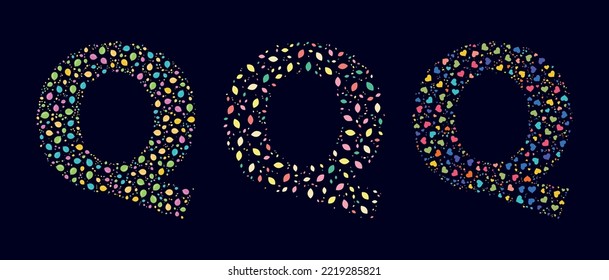 Pattern colors leaves letter Q
