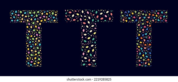 Pattern colors leaves letter T