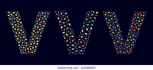 Pattern colors leaves letter V