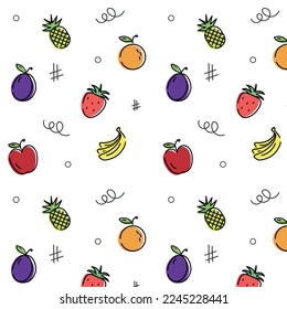 Pattern with colourful fruits, vector illustration
