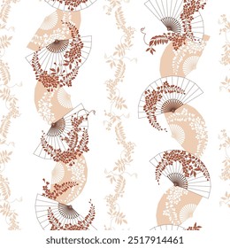 A pattern combining Japanese folding fans and flowers,