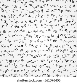 The pattern composed from letters on a white background.