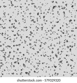 The pattern composed from letters on a white background.
