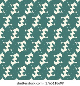 Pattern composed of oblique meandering stripes and decorative abstract shapes with sinuous contours. Wallpaper texture. Graphics in dark blue and white.