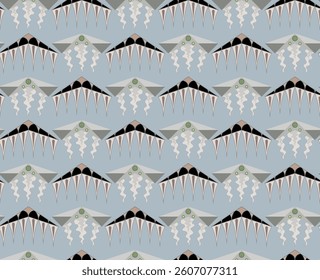 the pattern is composed of stylized elements resembling a jellyfish
