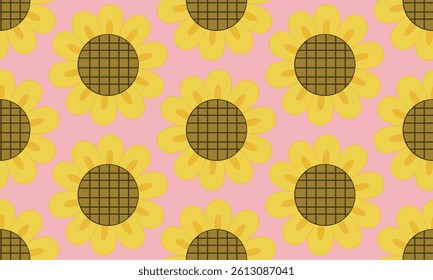 a pattern composed of yellow sunflower on pink background , design for fabric or various pattern printing works.