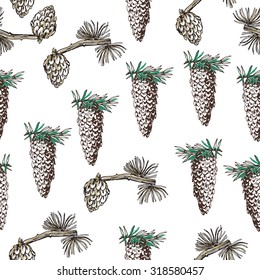 Pattern with cones on white background.