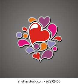 pattern consist of colorful shapes on grey background. Vector illustration