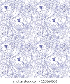 pattern consisting of flowers and birds