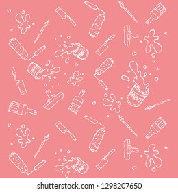 The pattern consists of items for painting walls and plastering walls. 
This is a vector.