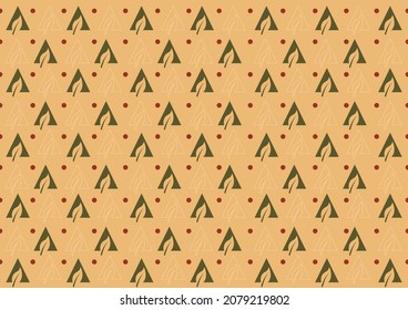 A pattern consists of a leaf within the triangle. Abstract pattern using colors like brown and army green.