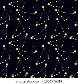Pattern with constellation Capricorn. Abstract print with The Sea-Goat.