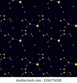 Pattern with constellation Sagittarius. Abstract print with The Archer.