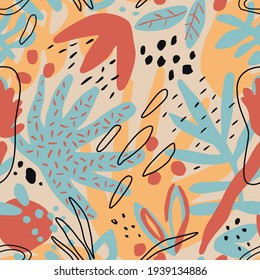 Patrón con motivos florales y geométricos. Antecedentes botánicos para testículo y fondo de pantalla. Versión aumentada.