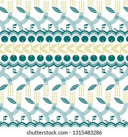 The pattern contains images of berries, soil, sprouts, plants, flowers and leaves.