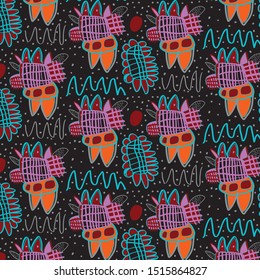 The pattern contains images of a child's drawing of a flower, as if drawn by a marker.