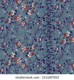 The pattern contains images of plant branches with flowers, buds and leaves.