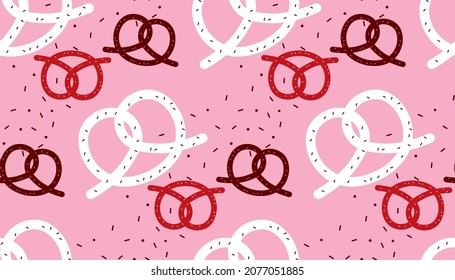 The pattern contains images of pretzels and pastry sprinkles.