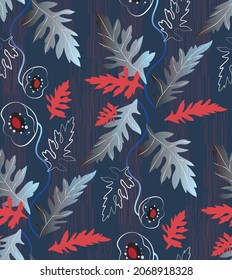 The pattern contains images of stylized poppy flowers and leaves.