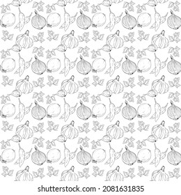 pattern contour onion garlic and pepper. Vector illustration