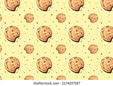 Pattern cookie. Chocolate chip cookie. Cookies with chocolate drops