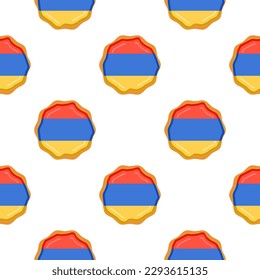 Galleta de patrón con el país de la bandera Armenia en una galleta sabrosa, galleta de patrón consiste en el país de la bandera Armenia en galleta natural, galleta fresca de galleta con el país de la bandera Armenia patrón creativo comida dulce