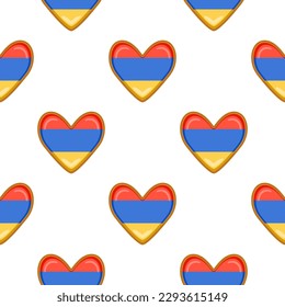 Galleta de patrón con el país de la bandera Armenia en una galleta sabrosa, galleta de patrón consiste en el país de la bandera Armenia en galleta natural, galleta fresca de galleta con el país de la bandera Armenia patrón creativo comida dulce