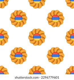 Galleta de patrón con el país de la bandera Armenia en una galleta sabrosa, galleta de patrón consiste en el país de la bandera Armenia en galleta natural, galleta fresca de galleta con el país de la bandera Armenia patrón creativo comida dulce