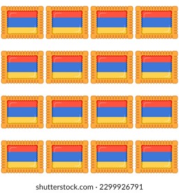 Pattern cookie with flag country Armenia in tasty biscuit, pattern cookie consist of flag country Armenia on natural biscuit, fresh biscuit cookie with flag country Armenia creative pattern sweet food