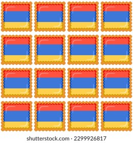 Pattern cookie with flag country Armenia in tasty biscuit, pattern cookie consist of flag country Armenia on natural biscuit, fresh biscuit cookie with flag country Armenia creative pattern sweet food