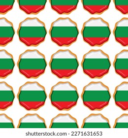 Galleta de patrón con el país de la bandera Bulgaria en una galleta sabrosa, galleta de patrón consisten en el país de la bandera Bulgaria en galleta natural, galleta fresca de galleta con el país de la bandera Bulgaria patrón comida dulce