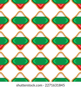 Pattern cookie with flag country Bulgaria in tasty biscuit, pattern cookie consist of flag country Bulgaria on natural biscuit, fresh biscuit cookie with flag country Bulgaria it pattern sweet food