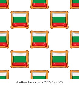 Galleta de patrón con el país de la bandera Bulgaria en una galleta sabrosa, galleta de patrón consisten en el país de la bandera Bulgaria en galleta natural, galleta fresca de galleta con el país de la bandera Bulgaria patrón comida dulce