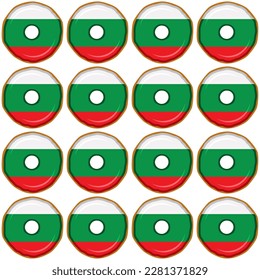 Galleta de patrón con el país de la bandera Bulgaria en una galleta sabrosa, galleta de patrón consisten en el país de la bandera Bulgaria en galleta natural, galleta fresca de galleta con el país de la bandera Bulgaria patrón comida dulce