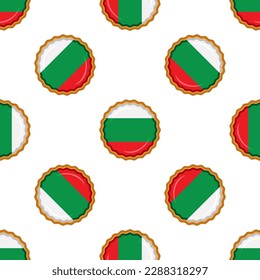 Pattern-Cookie mit Flaggenland Bulgarien in leckeren Keks, Muster-Cookie bestehen aus Flaggenstaat Bulgarien auf natürlichen Keksen, frische Kekse mit Flaggenstaat Bulgarien es Muster süße Lebensmittel