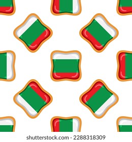 Pattern cookie with flag country Bulgaria in tasty biscuit, pattern cookie consist of flag country Bulgaria on natural biscuit, fresh biscuit cookie with flag country Bulgaria it pattern sweet food