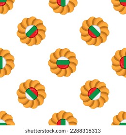 Pattern cookie with flag country Bulgaria in tasty biscuit, pattern cookie consist of flag country Bulgaria on natural biscuit, fresh biscuit cookie with flag country Bulgaria it pattern sweet food