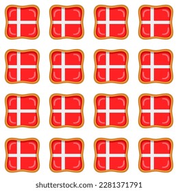Pattern Cookie mit Flaggenstaat Dänemark in leckeren Keks, Muster-Cookie bestehen aus Flaggenstaat Dänemark auf natürlichen Keksen, frische Kekse mit Flaggenstaat Dänemark es neues Muster süße Lebensmittel